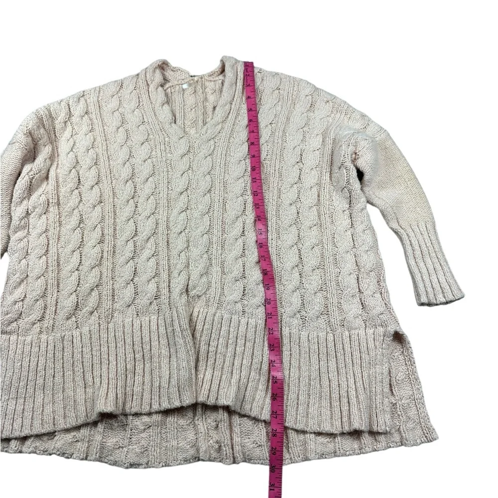 FREE PEOPLE: Easy Cable Pink Sweater -Size Large